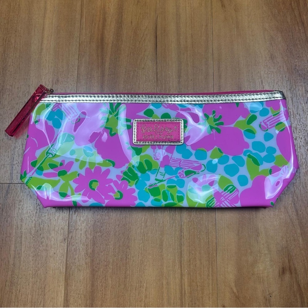 Lilly Pulitzer x Estée‎ Lauder Floral Cosmetic Makeup Bag Pink Green Gold
